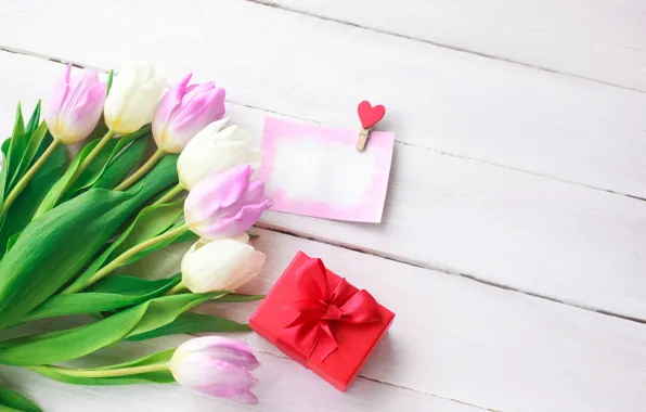 Картинка любовь, цветы, подарок, сердце, букет, тюльпаны, love, розовые, heart, pink, flowers, beautiful, romantic, tulips, valentine's …
