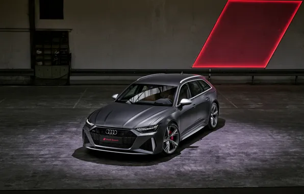 Картинка Audi, помещение, универсал, RS 6, 2020, 2019, тёмно-серый, V8 Twin-Turbo, RS6 Avant