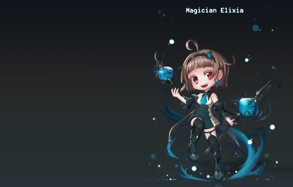 Картинка магия, аниме, фэнтези, арт, посох, Magician Elixia, Euna __ Euna