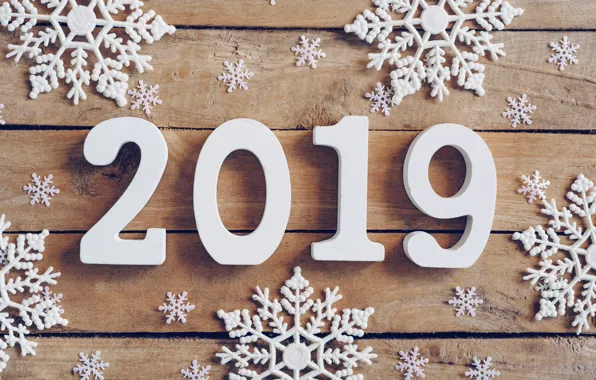 Картинка зима, снежинки, дерево, доски, Новый Год, new year, wood, winter, background, snowflakes, 2019