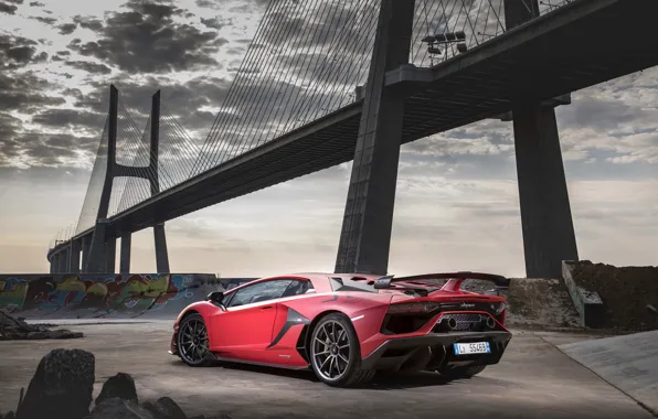 Картинка мост, Lamborghini, суперкар, 2018, Aventador, SVJ, Aventador SVJ