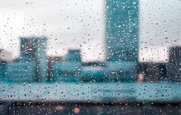 Картинка стекло, вода, капли, city, город, дождь, окно, glass, rain, water, background, window, drops