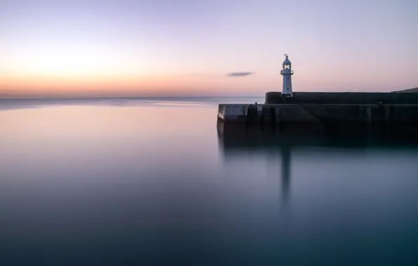 Картинка sunset, Cornwall, Mevagissey lighthouse