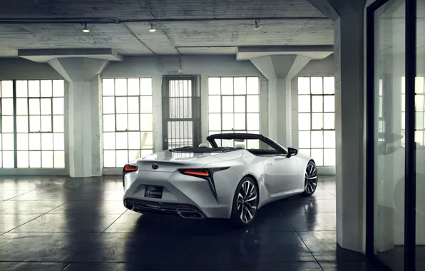 Картинка белый, Lexus, сзади, кабриолет, 2019, LC Convertible Concept