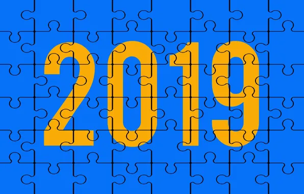 Картинка синий, Новый год, пазлы, 2019