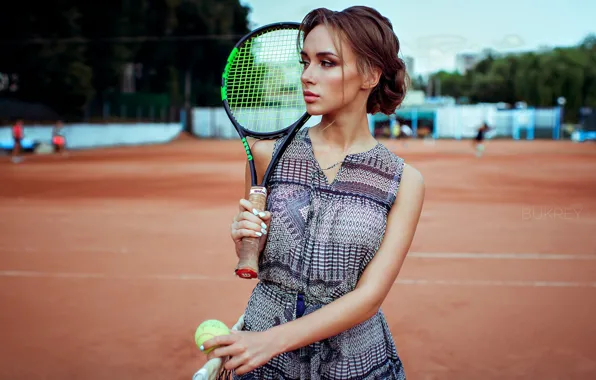 Картинка мяч, Девушка, ракетка, теннис, корт, Kirill Bukrey, Анна Голуб