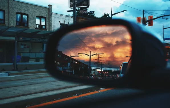 Картинка City, Car, Mirror, Reflection