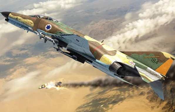 Картинка двухместный, МиГ-21, ВВС Израиля, McDonnell Douglas F-4 Phantom II, дальнего радиуса действия истребитель-перехватчик, IAF, Yom …