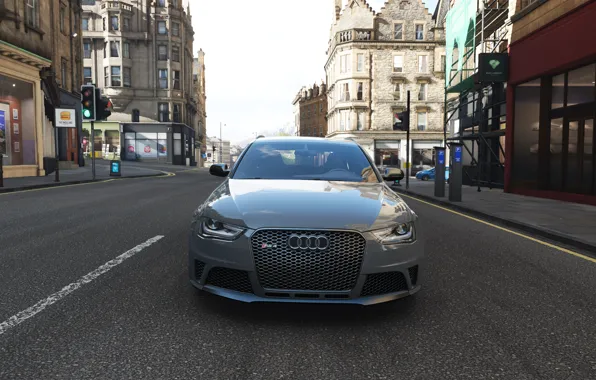 Картинка Audi, Street, Grey, England, Road, Forza Horizon 4, Audi RS 4