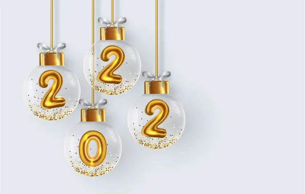 Картинка шарики, фон, шары, Рождество, цифры, Новый год, 2022