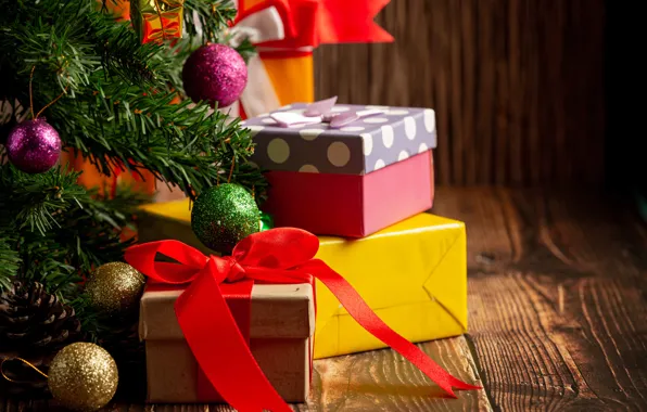Картинка украшения, шары, елка, Рождество, подарки, Новый год, new year, Christmas, balls, decoration, gift box, fir …