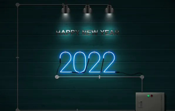 Картинка happy new year, 2022, neon sign, 2022 year
