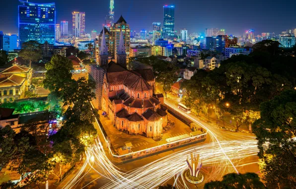 Картинка ночь, огни, красота, Vietnam