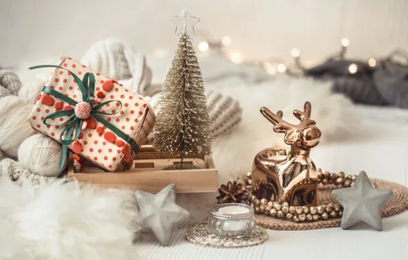 Картинка украшения, Рождество, Новый год, new year, Christmas, винтаж, winter, свитер, bokeh, decoration, cozy