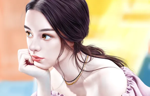 Картинка взгляд, девушка, арт, Jinsung Lim