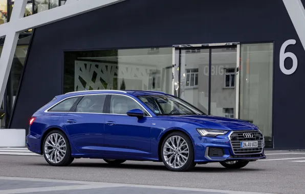 Картинка синий, Audi, выход, 2018, универсал, A6 Avant