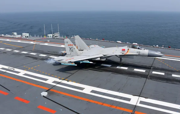 Картинка Истребитель, Посадка, Авианосец, ВМС КНР, Shenyang J-15