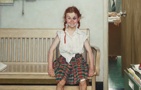 Картинка 1953, Norman Rockwell, Норман Роквелл, The Young Lady with a Shiner, American painter and illustrator, …