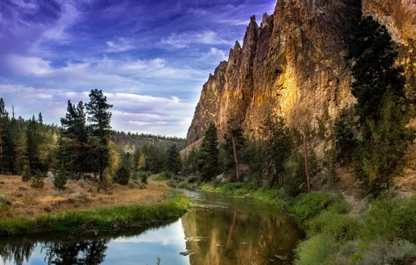 Картинка пейзаж, природа, скала, река, Орегон, США, Crooked River