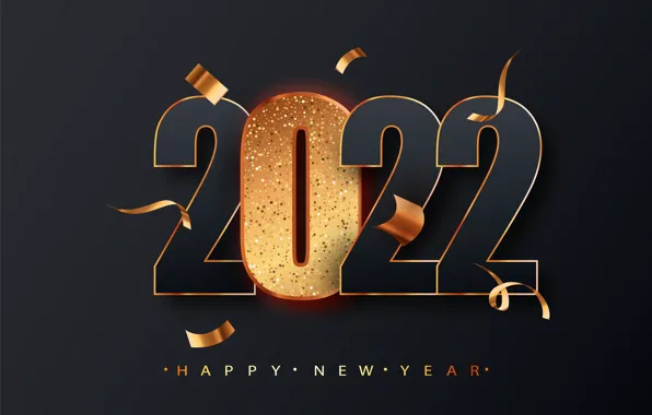 Картинка цифры, Новый год, тёмный фон, 2022