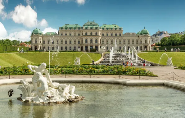 Картинка Австрия, сад, фонтаны, дворец, Austria, Вена, Vienna, Бельведер, Belvedere Palace