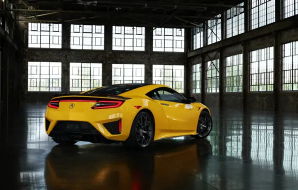 Картинка жёлтый, окна, купе, Honda, Acura, NSX, 2020