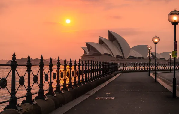 Картинка Sunrise, Sydney, opera house, harbour bridge