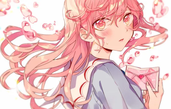 Картинка взгляд, лицо, девочка, розовые волосы