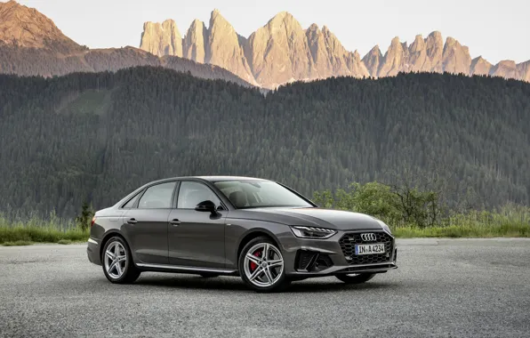 Картинка Audi, седан, Audi A4, 2019, на фоне гор