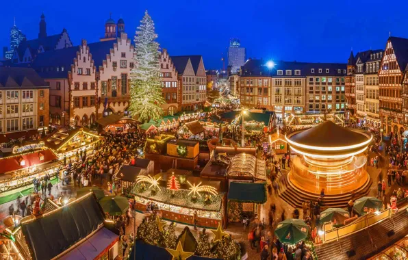 Картинка огни, праздник, Германия, рождественская ярмарка, Франфуркт-на-Майне