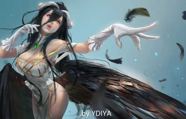 Картинка девушка, крылья, рога, Overlord, Albedo, by YDIYA