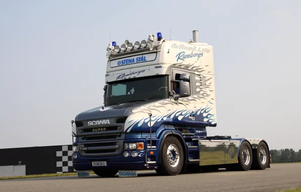 Картинка Blue, White, Truck, Scania, Road, Scania T, T480