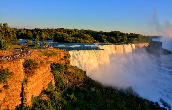 Картинка природа, скалы, водопад, Нью-Йорк, Ниагара, USA, США, New York, waterfall, утёс, Niagara