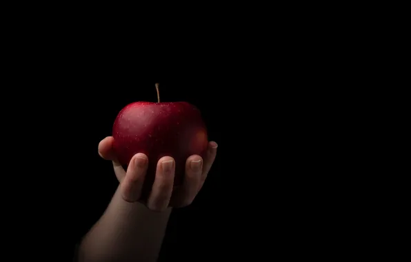Картинка фон, яблоко, рука