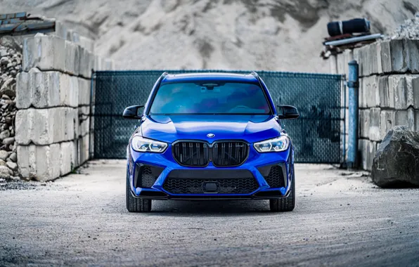 Картинка BMW, Blue, Front, Competition, X5M, Sight, F95