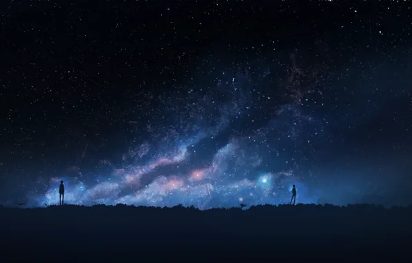 Картинка небо, ночь, люди, K.Hati