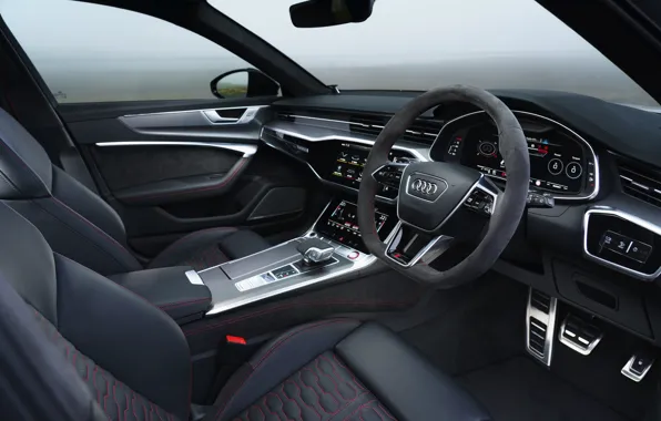 Картинка Audi, интерьер, универсал, RS 6, 2020, 2019, V8 Twin-Turbo, RS6 Avant, UK-version