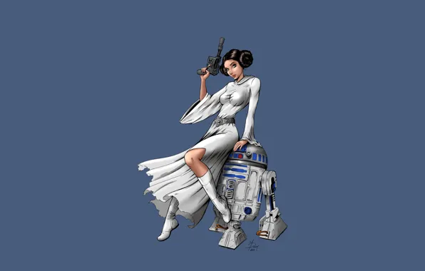 Картинка Минимализм, Star Wars, Стиль, Арт, Princess, Принцесса, R2-D2, Leia, Princess Leia, Leia Organa, Лея Органа, …