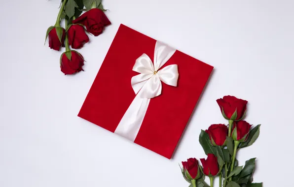 Картинка любовь, подарок, розы, букет, красные, red, love, flowers, romantic, valentine's day, roses, gift box