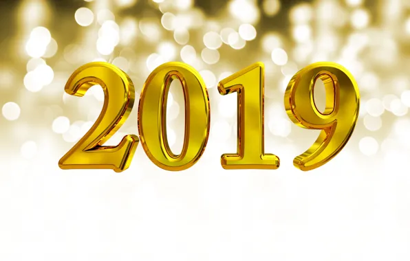 Картинка золото, Новый Год, цифры, golden, background, New Year, Happy, sparkle, 2019