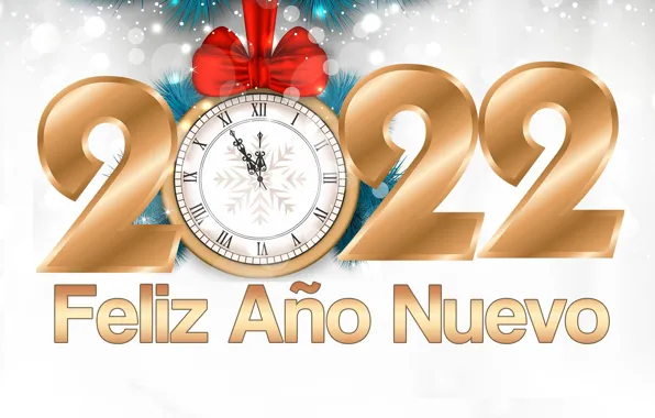 Картинка снег, праздник, часы, новый год, Happy New Year, с новым годом, Merry Christmas, красный бант, …