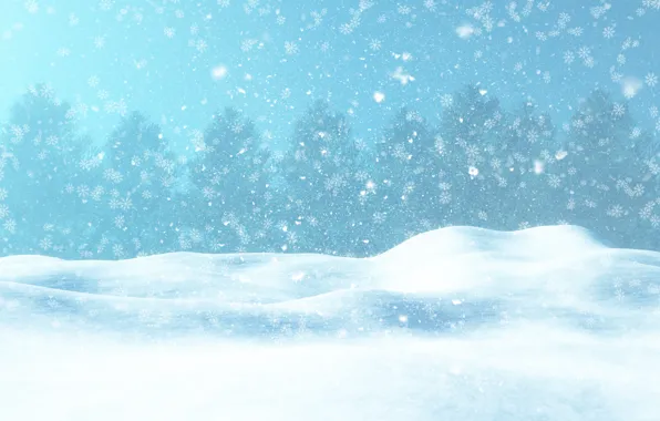Картинка зима, лес, небо, снег, снежинки, туман, текстура, ели, Рождество, сугробы, Новый год, дымка, метель, снегопад, …