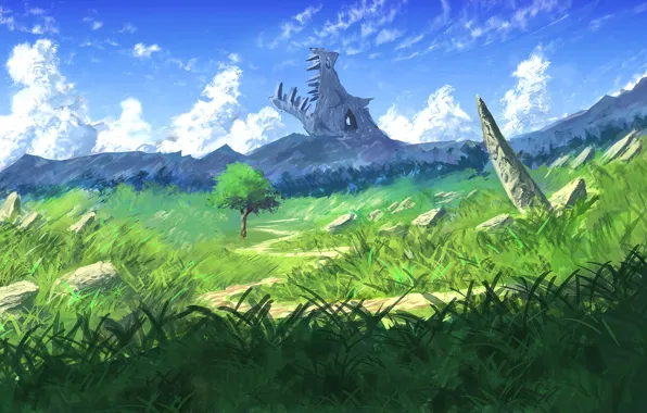 Картинка небо, горы, природа, каменный дракон