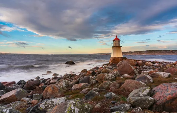 Картинка камни, побережье, маяк, Норвегия