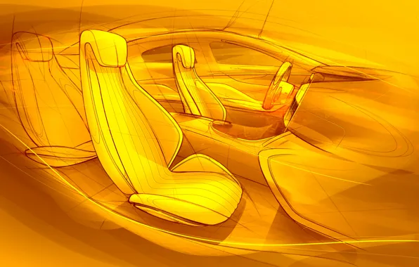 Картинка Mercedes-Benz, эскиз, салон, 2015, Intelligent Aerodynamic Automobile, Concept IAA