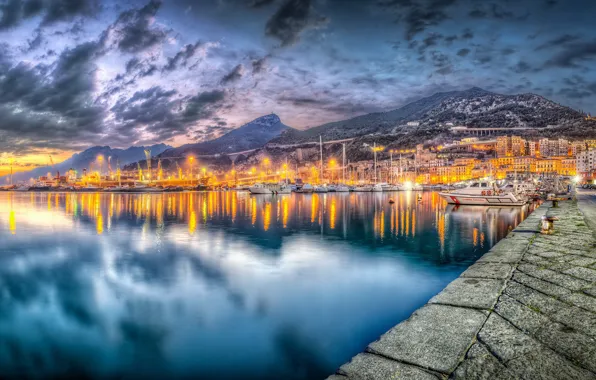 Картинка twilight, Salerno, Commercial port