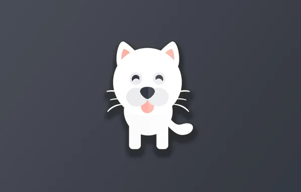 Картинка minimalism, Cat, animal, funny, digital art, artwork, cute, simple background, feline