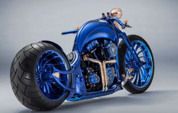 Картинка Blue, Bike, Custom, Harley-Davidson Blue Edition