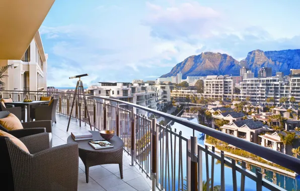 Картинка горы, дома, панорама, балкон, ЮАР, Кейптаун