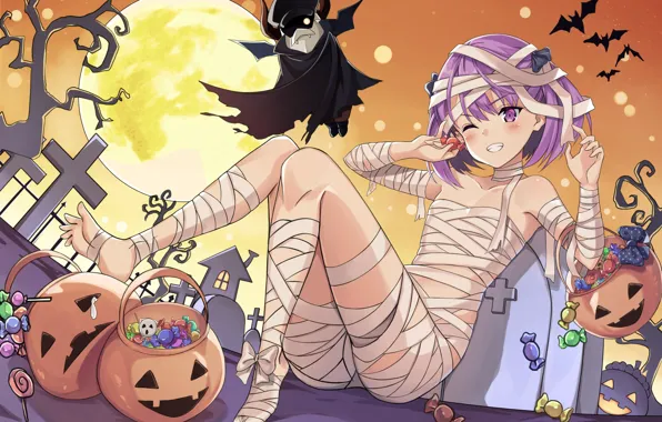 Картинка девушка, Хеллоуин, бинты